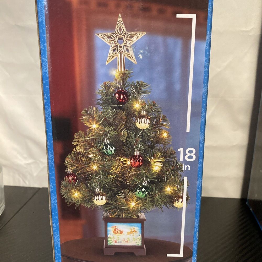 Holiday Style 18" pre-lite tree lighted base 45 tips 14‎ warm white LED lights